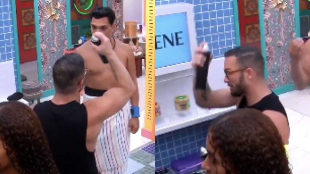 bbb-25:-vinicius-fica-impressionado-com-o-spray-que-diego-usa-no-cabelo