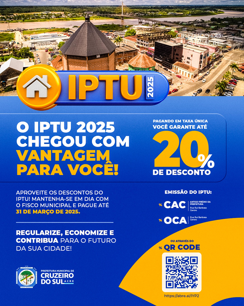 iptu-2025:-contribuintes-de-cruzeiro-do-sul-podem-garantir-descontos-de-ate-20%