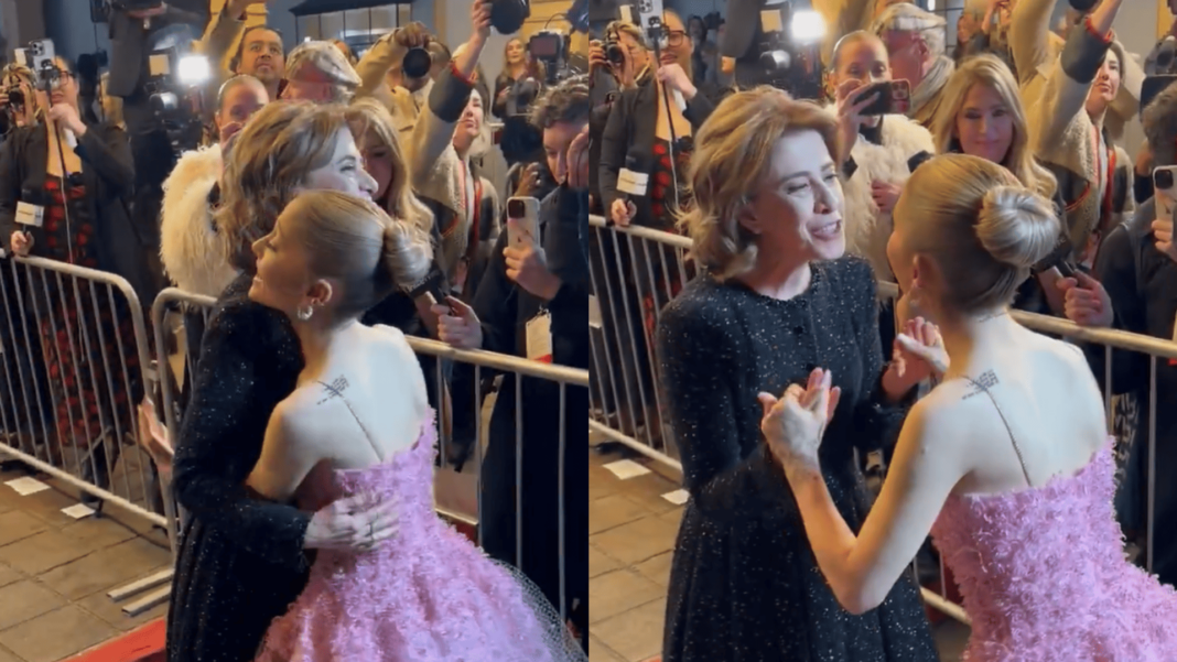 ariana-grande-e-fernanda-torres-se-abracam-e-trocam-elogios-em-festival