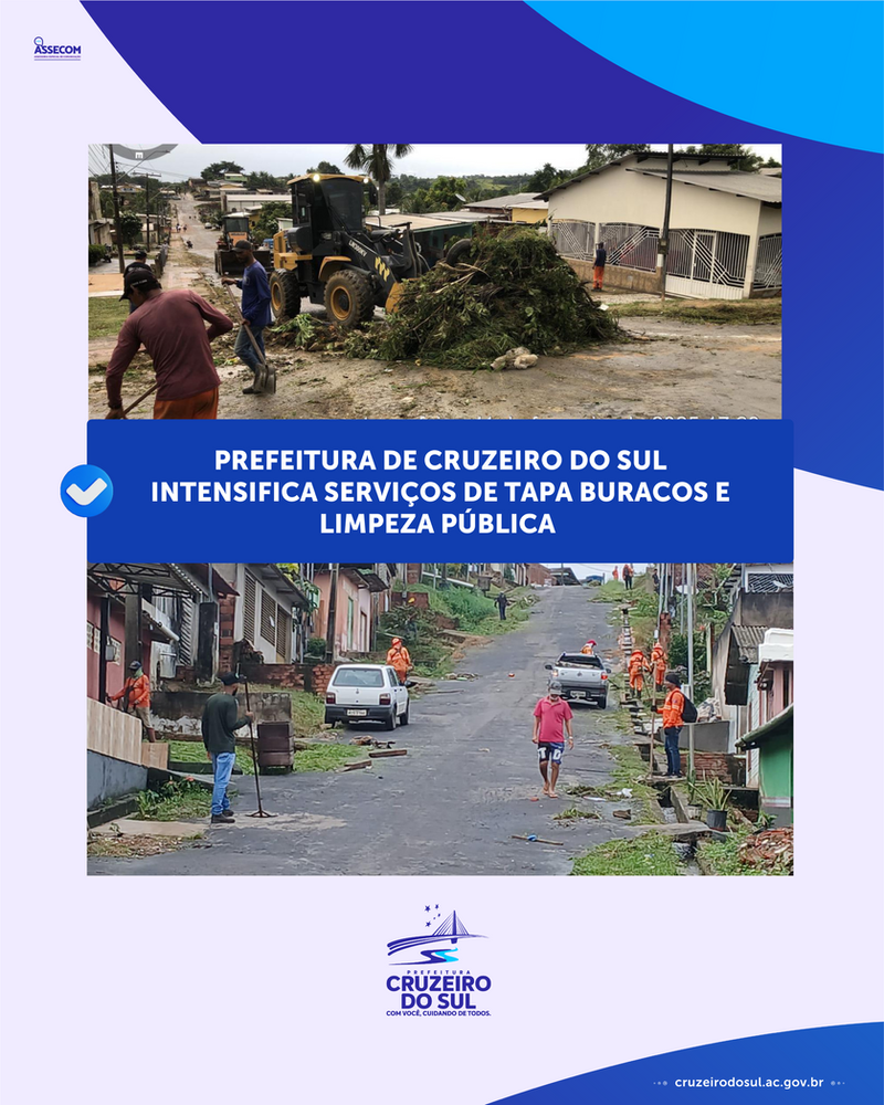 Prefeitura de Cruzeiro do Sul intensifica serviços de tapa buracos e limpeza pública | Cidade AC News – Notícias do Acre
