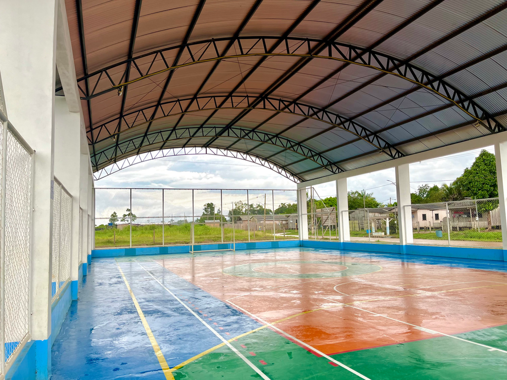 A quadra foi construída com uma estrutura grandiosa que oferece totais condições para a disputa de jogos. Foto: Ricardo Amaral - Assessoria de Imprensa.