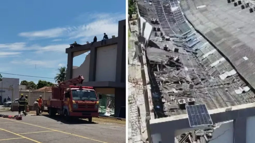 teto-de-igreja-desaba-durante-instalacao-de-placas-solares-em-goiania