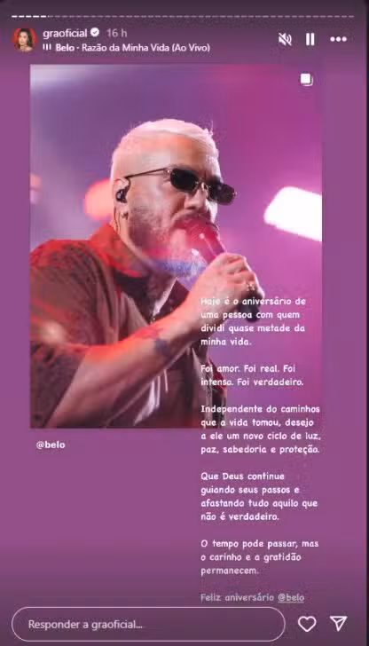 Gracyanne homenageia Belo em seu aniversário