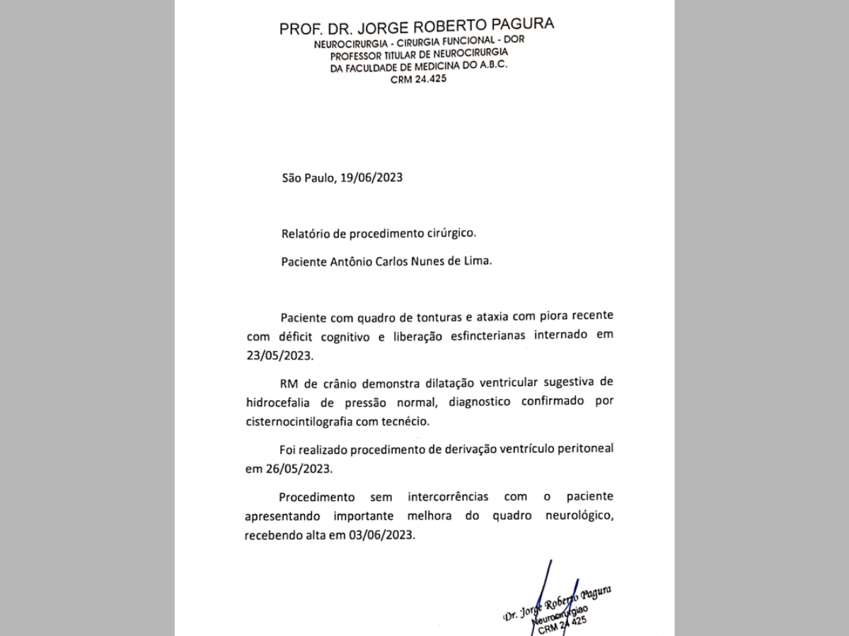 Laudo feito por neurologista confirma problemas cognitivos de Coronel Nunes / Reprodução