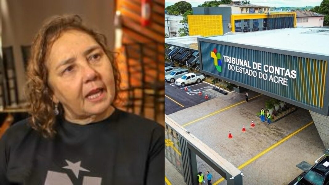 “Conselheira Naluh Gouveia durante evento em que chamou o governador Gladson Cameli de assassino.”