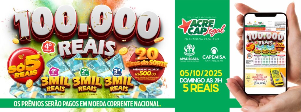 Ganhadores do AcreCap Legal na edição de domingo; próximo sorteio será em 05/10 | Cidade AC News – Notícias do Acre