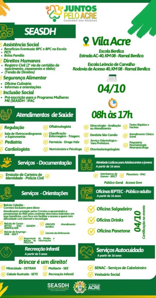 Mutirão de serviços Vila Acre – Juntos pelo Acre 04/10 – Governo do Acre