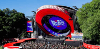 Global Citizen Amazônia transparência em Belém do Pará — palco do festival com artistas e público no Mangueirão