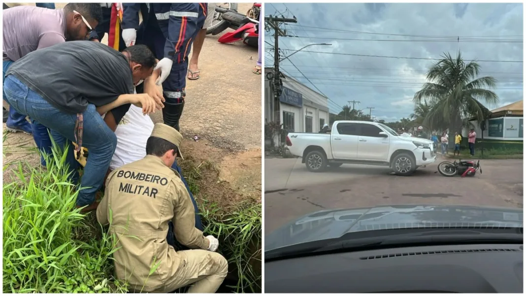 vitima-cai-em-bueiro-e-fica-presa-apos-acidente-com-caminhonete-no-interior-do-acre;-video