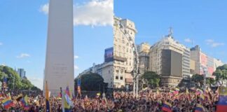 Venezuelanos transformam o Obelisco, em Buenos Aires, em palco de celebração após captura de Maduro venezuelanos-transformam-o-obelisco,-em-buenos-aires,-em-palco-de-celebracao-apos-captura-de-maduro