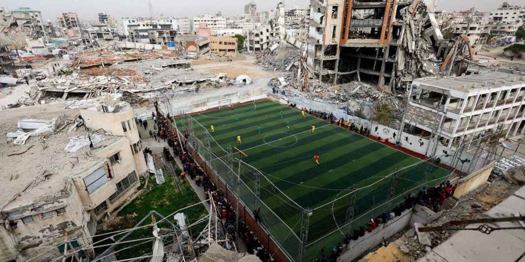 futebol-volta-a-campo-de-gaza,-em-meio-a-perdas-e-ruinas-da-guerra