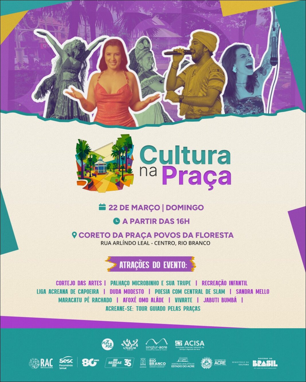 cultura-na-praca-leva-arte,-musica-e-tradicao-ao-centro-de-rio-branco-neste-domingo
