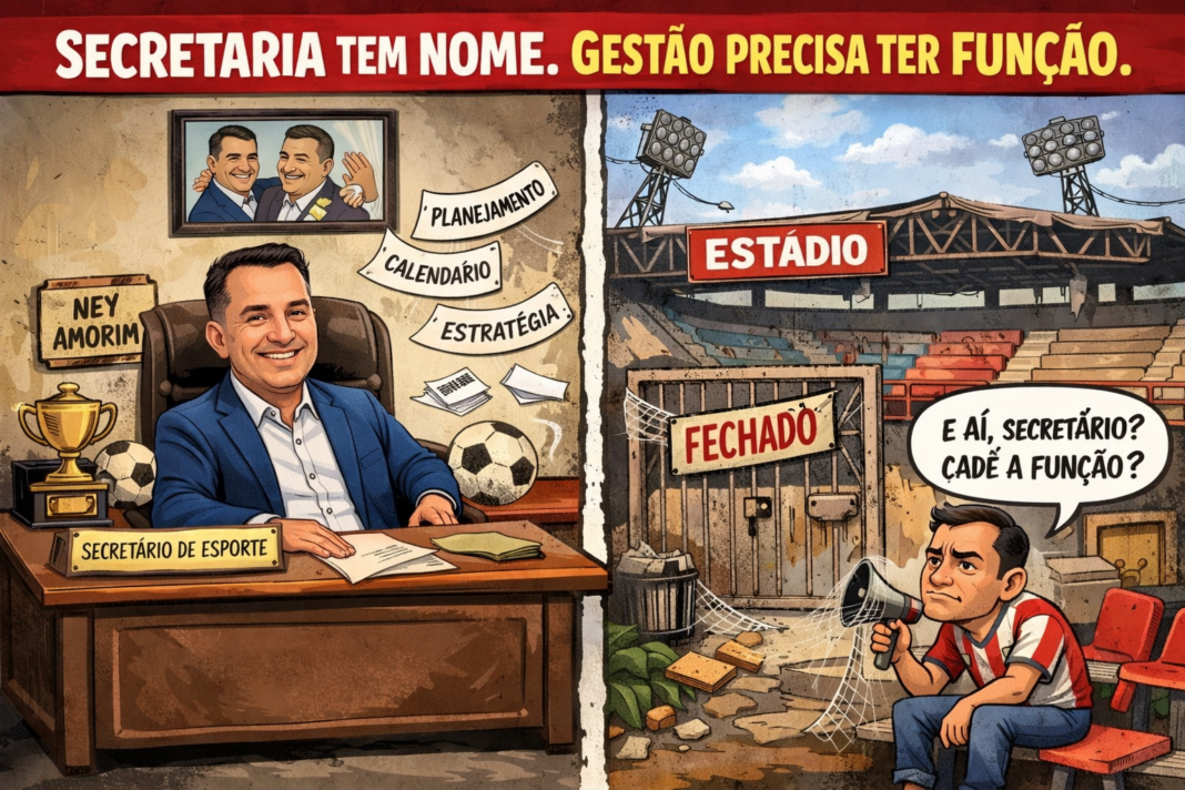 Charge sobre investimento no futebol acreano e crítica à gestão da Secretaria de Esporte do Acre